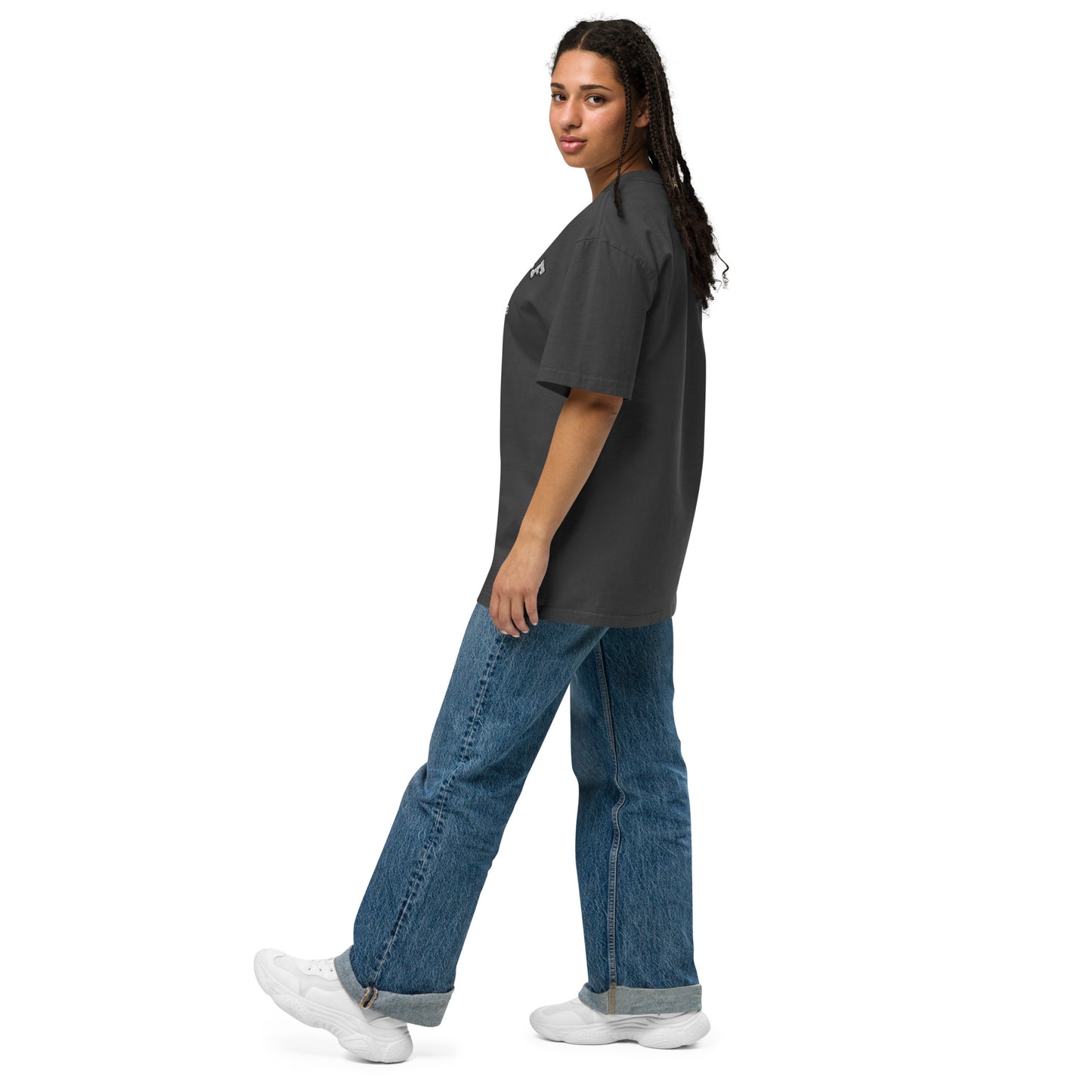 IDGAF University Embroidered Faded Oversized Tee