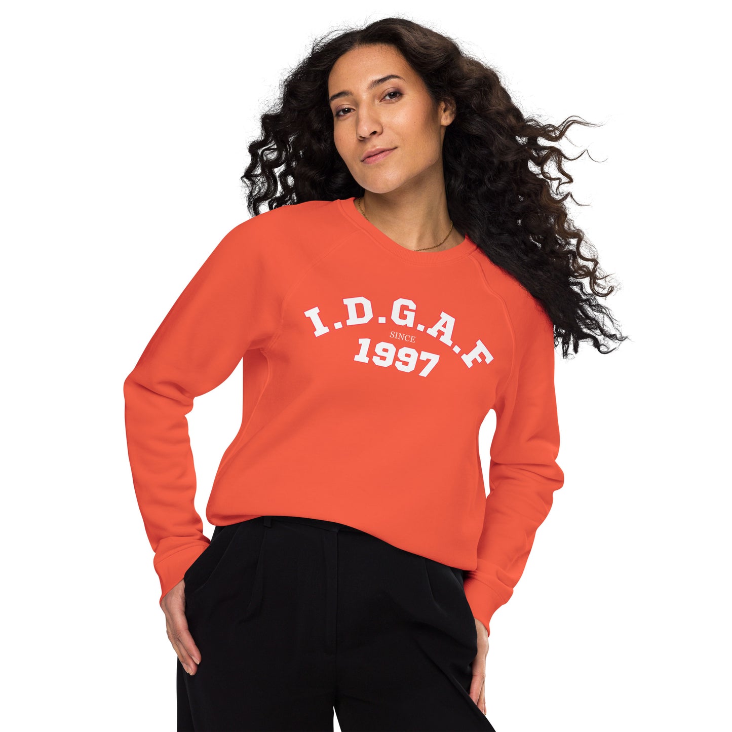 IDGAF Customizable Unisex Raglan Sweatshirt